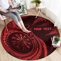 Personalised New Zealand Red Darts Round Carpet Maori Fern Curve Style