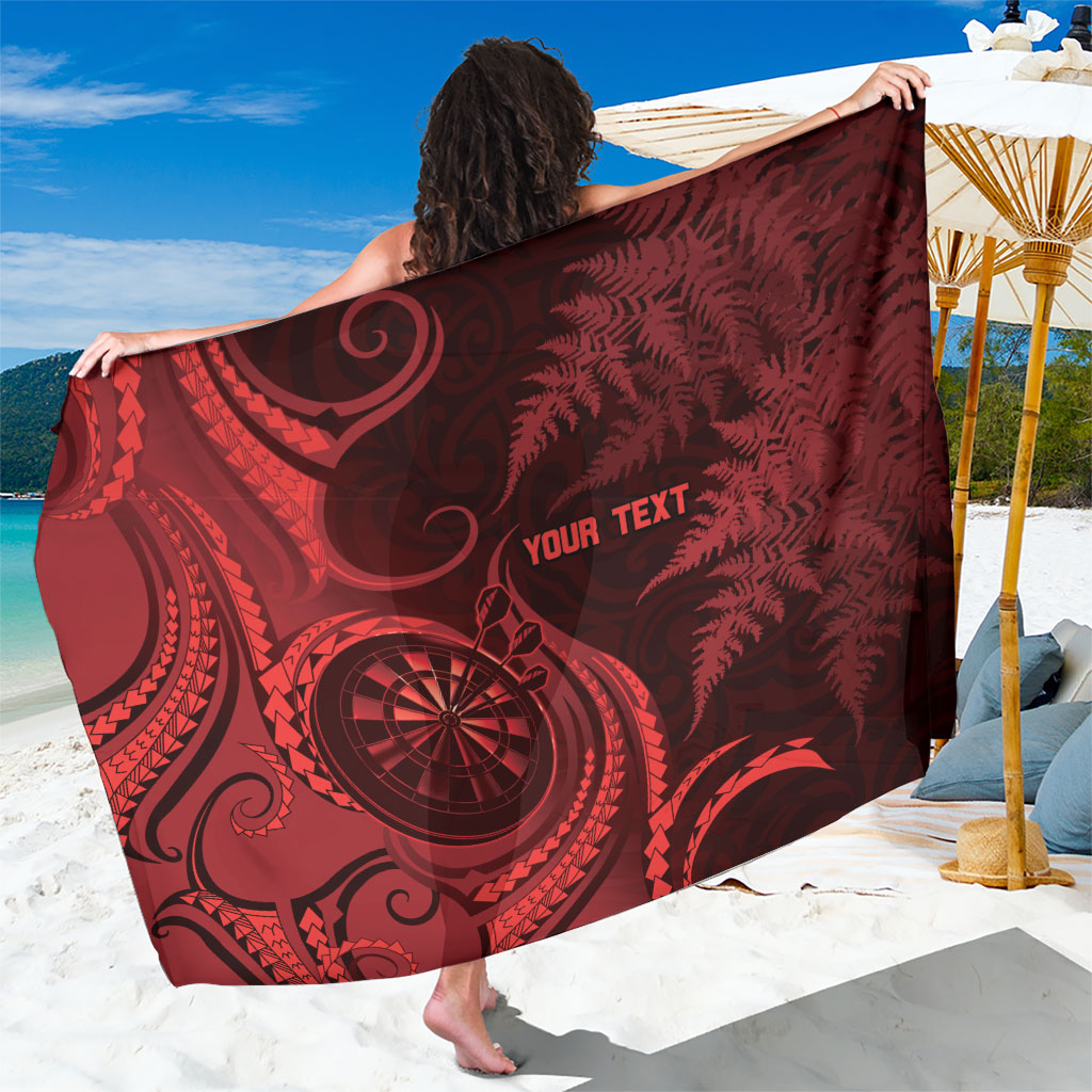 Personalised New Zealand Red Darts Sarong Maori Fern Curve Style