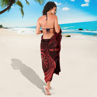 Personalised New Zealand Red Darts Sarong Maori Fern Curve Style