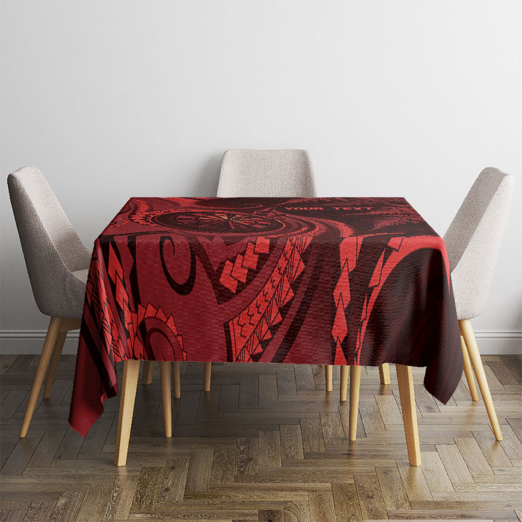 Personalised New Zealand Red Darts Tablecloth Maori Fern Curve Style