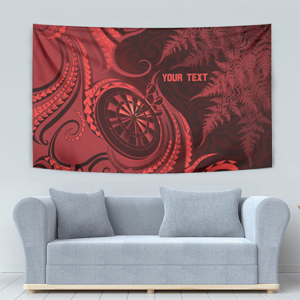 Personalised New Zealand Red Darts Tapestry Maori Fern Curve Style