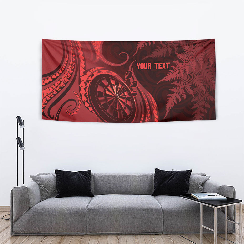Personalised New Zealand Red Darts Tapestry Maori Fern Curve Style