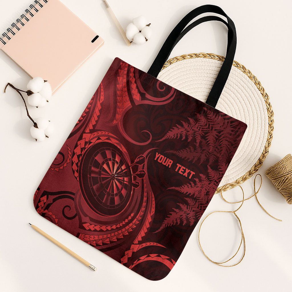 Personalised New Zealand Red Darts Tote Bag Maori Fern Curve Style LT05 Black Strap One Size Red - Polynesian Pride