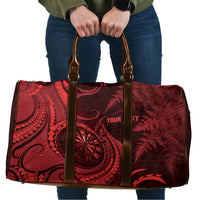Personalised New Zealand Red Darts Travel Bag Maori Fern Curve Style