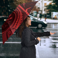 Personalised New Zealand Red Darts Umbrella Maori Fern Curve Style