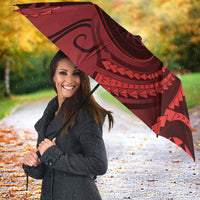Personalised New Zealand Red Darts Umbrella Maori Fern Curve Style