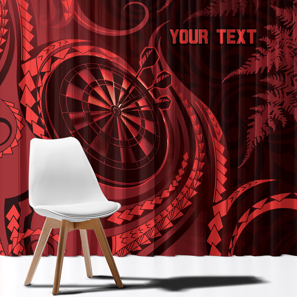Personalised New Zealand Red Darts Window Curtain Maori Fern Curve Style