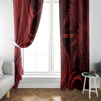 Personalised New Zealand Red Darts Window Curtain Maori Fern Curve Style