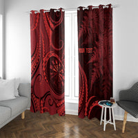 Personalised New Zealand Red Darts Window Curtain Maori Fern Curve Style
