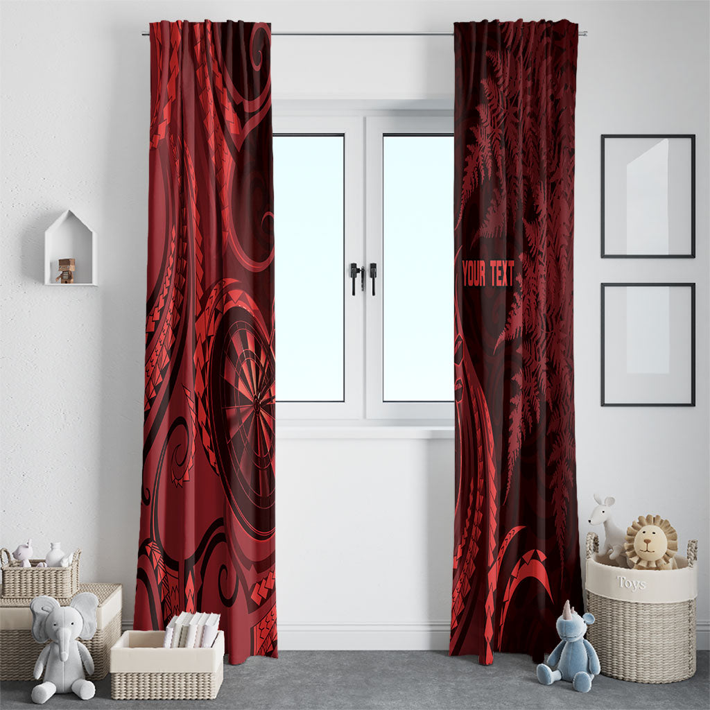 Personalised New Zealand Red Darts Window Curtain Maori Fern Curve Style