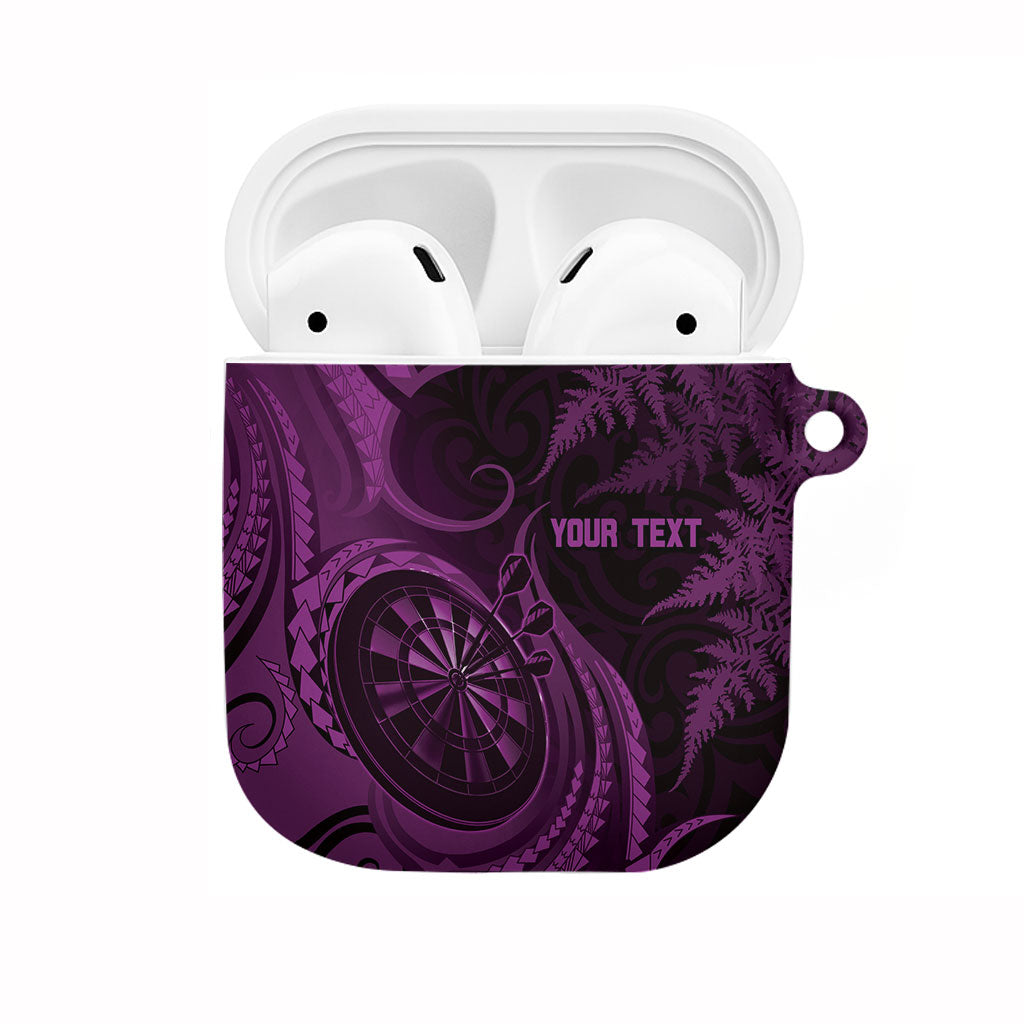 Personalised New Zealand Purple Darts AirPods Case Maori Fern Curve Style LT05 Purple - Polynesian Pride