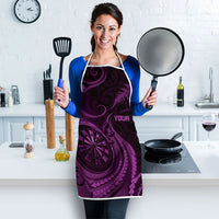 Personalised New Zealand Purple Darts Apron Maori Fern Curve Style