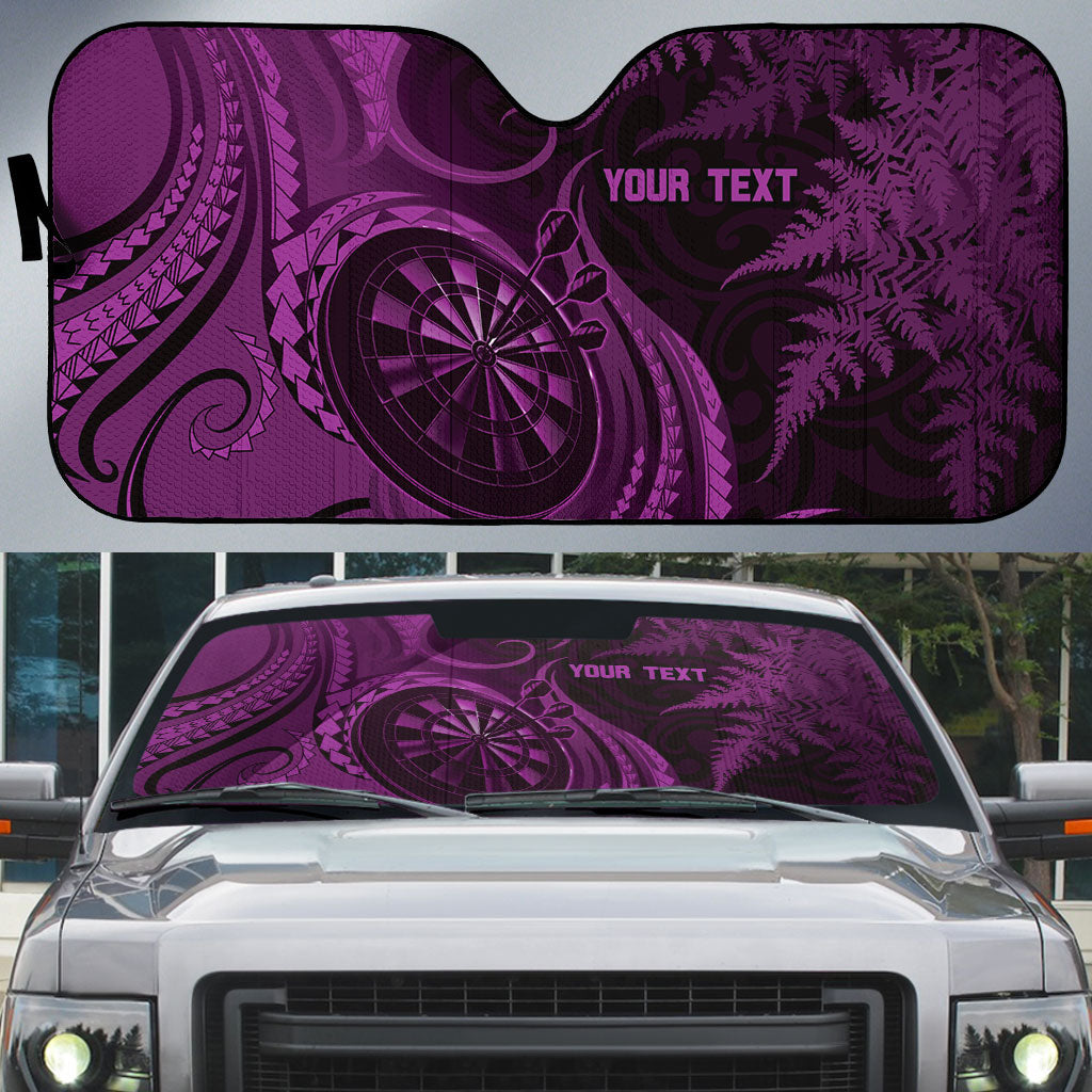 Personalised New Zealand Purple Darts Auto Sun Shade Maori Fern Curve Style LT05 Purple - Polynesian Pride