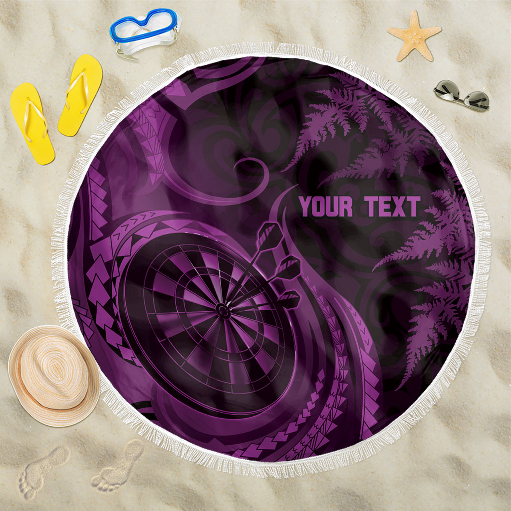 Personalised New Zealand Purple Darts Beach Blanket Maori Fern Curve Style LT05 One Size 150cm Purple - Polynesian Pride