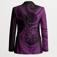 Personalised New Zealand Purple Darts Blazer Maori Fern Curve Style