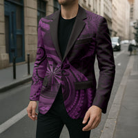 Personalised New Zealand Purple Darts Blazer Maori Fern Curve Style