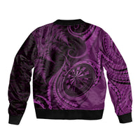 Personalised New Zealand Purple Darts Bomber Jacket Maori Fern Curve Style