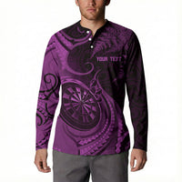 Personalised New Zealand Purple Darts Button Sweatshirt Maori Fern Curve Style