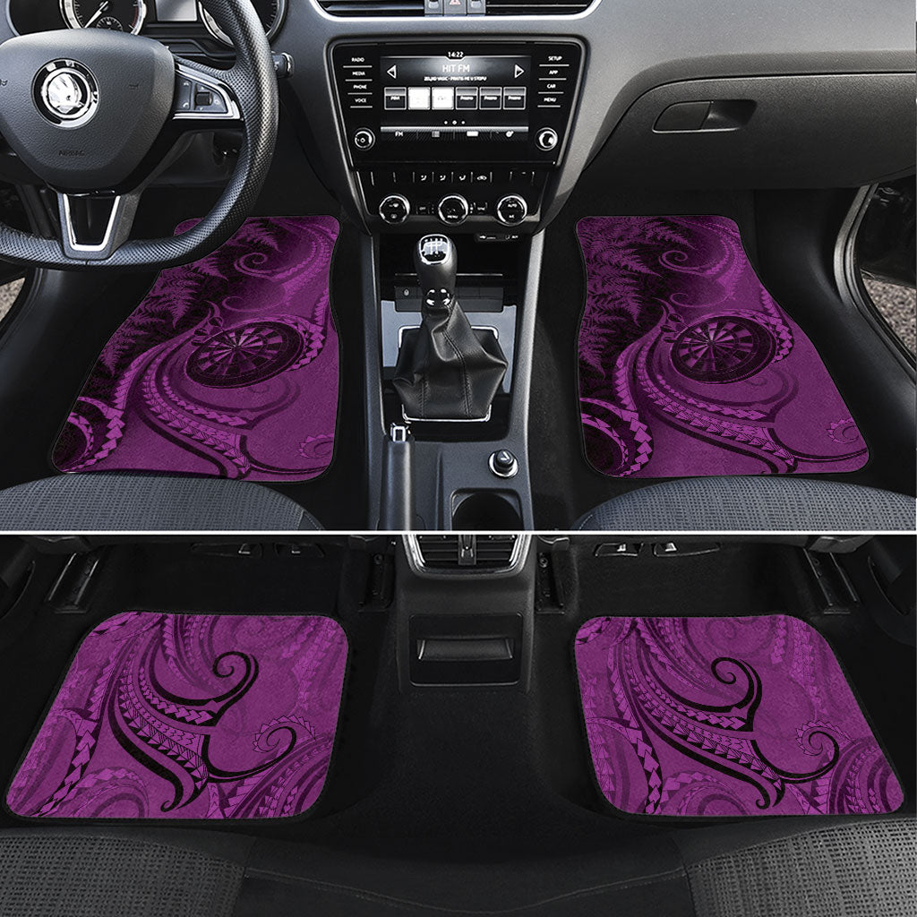 New Zealand Purple Darts Car Mats Maori Fern Curve Style LT05 Set 4pcs Purple - Polynesian Pride