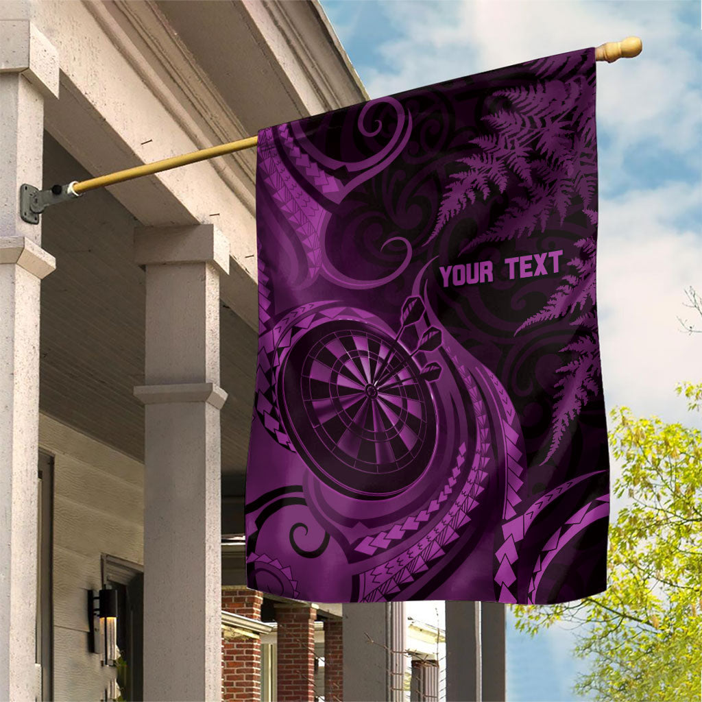 Personalised New Zealand Purple Darts Garden Flag Maori Fern Curve Style LT05 House Flag Purple - Polynesian Pride
