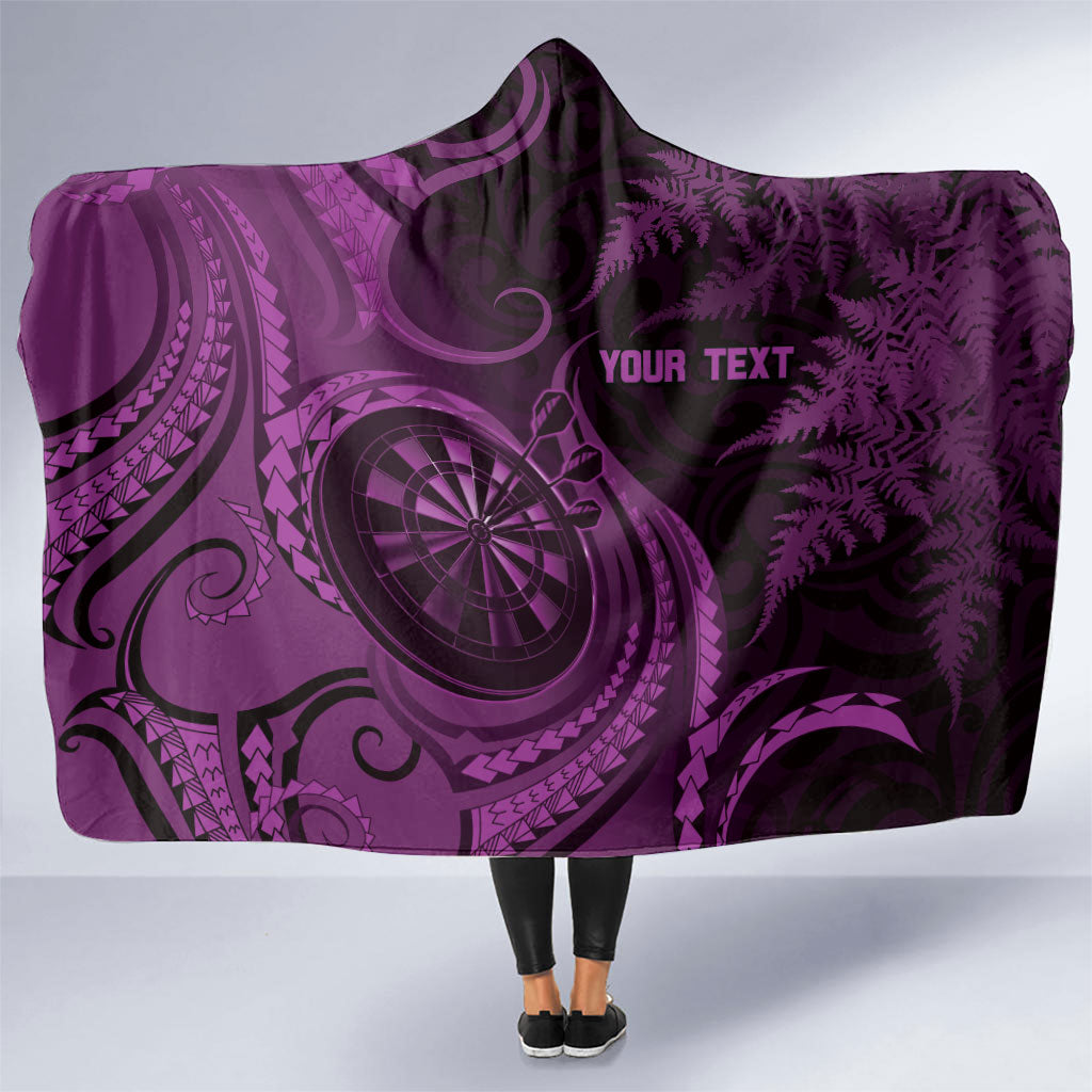 Personalised New Zealand Purple Darts Hooded Blanket Maori Fern Curve Style LT05 One Size Purple - Polynesian Pride