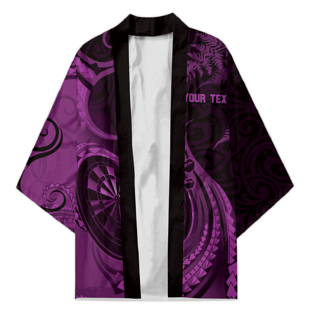 Personalised New Zealand Purple Darts Kimono Maori Fern Curve Style LT05 Unisex Purple - Polynesian Pride