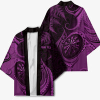 Personalised New Zealand Purple Darts Kimono Maori Fern Curve Style