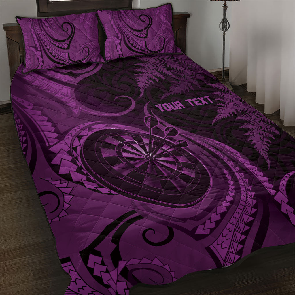 Personalised New Zealand Purple Darts Quilt Bed Set Maori Fern Curve Style LT05 Purple - Polynesian Pride