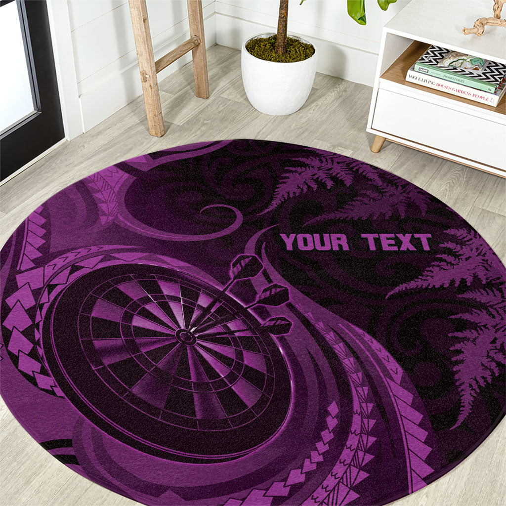 Personalised New Zealand Purple Darts Round Carpet Maori Fern Curve Style LT05 Purple - Polynesian Pride
