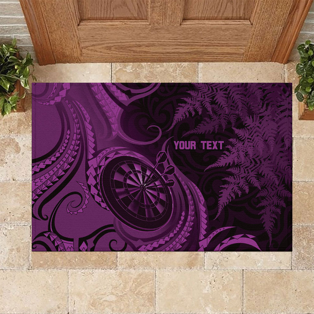 Personalised New Zealand Purple Darts Rubber Doormat Maori Fern Curve Style LT05 Purple - Polynesian Pride