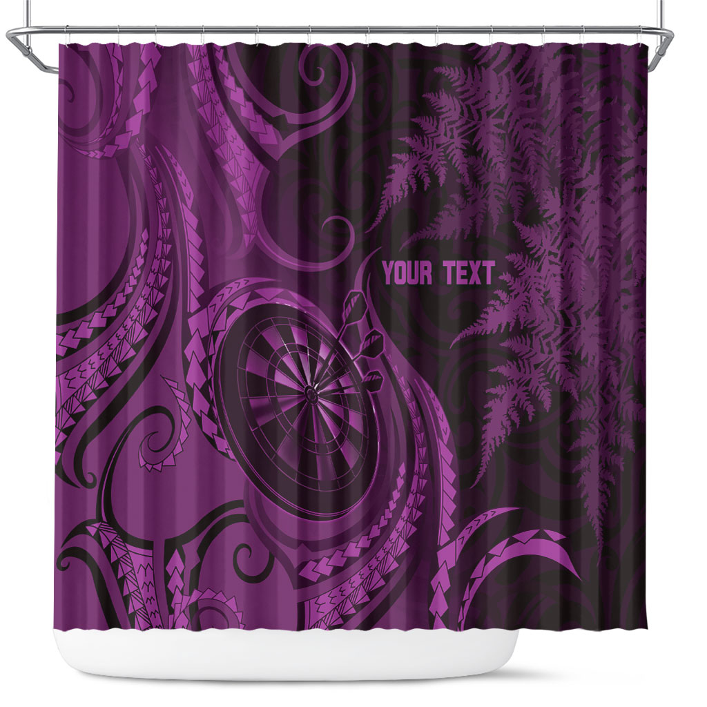 Personalised New Zealand Purple Darts Shower Curtain Maori Fern Curve Style LT05 Purple - Polynesian Pride
