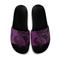 Personalised New Zealand Purple Darts Slide Sandals Maori Fern Curve Style