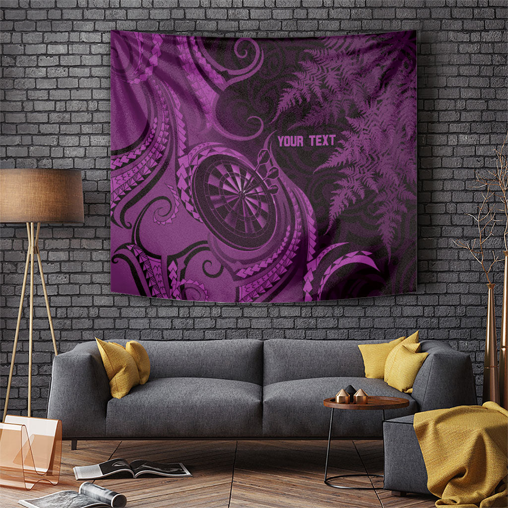 Personalised New Zealand Purple Darts Tapestry Maori Fern Curve Style