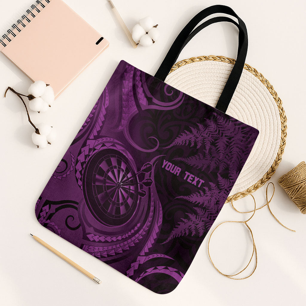 Personalised New Zealand Purple Darts Tote Bag Maori Fern Curve Style LT05 Black Strap One Size Purple - Polynesian Pride