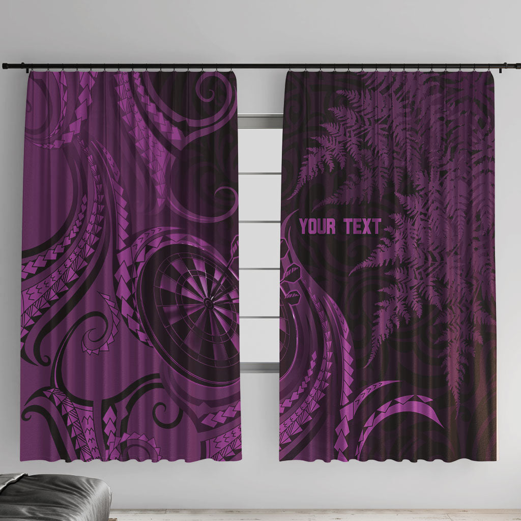 Personalised New Zealand Purple Darts Window Curtain Maori Fern Curve Style LT05 With Hooks Purple - Polynesian Pride