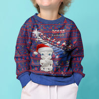 Personalised New Zealand Christmas Kid Ugly Christmas Sweater Haka Fern Santa Tiki Meri Kirihimete LT05 - Polynesian Pride