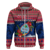 Guam Christmas Hoodie Guaman Seal Poinsettia Felis Pasgua LT05 Zip Hoodie Red - Polynesian Pride