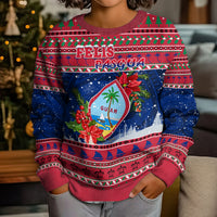 Guam Christmas Kid Ugly Christmas Sweater Guaman Seal Poinsettia Felis Pasgua LT05 - Polynesian Pride