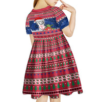 Guam Christmas Kid Short Sleeve Dress Guaman Seal Poinsettia Felis Pasgua LT05 - Polynesian Pride
