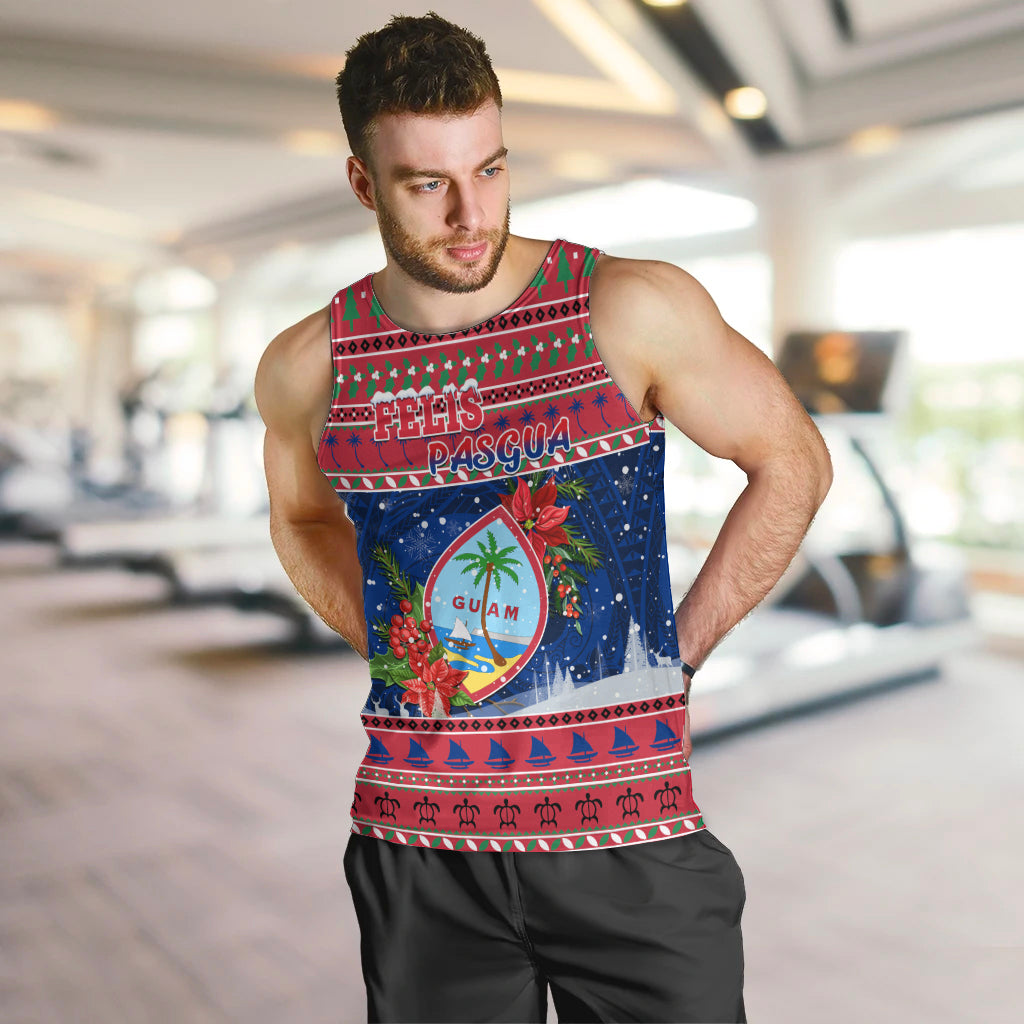 Guam Christmas Men Tank Top Guaman Seal Poinsettia Felis Pasgua LT05 - Polynesian Pride