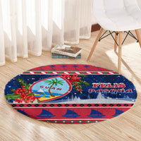 Guam Christmas Round Carpet Guaman Seal Poinsettia Felis Pasgua LT05 - Polynesian Pride