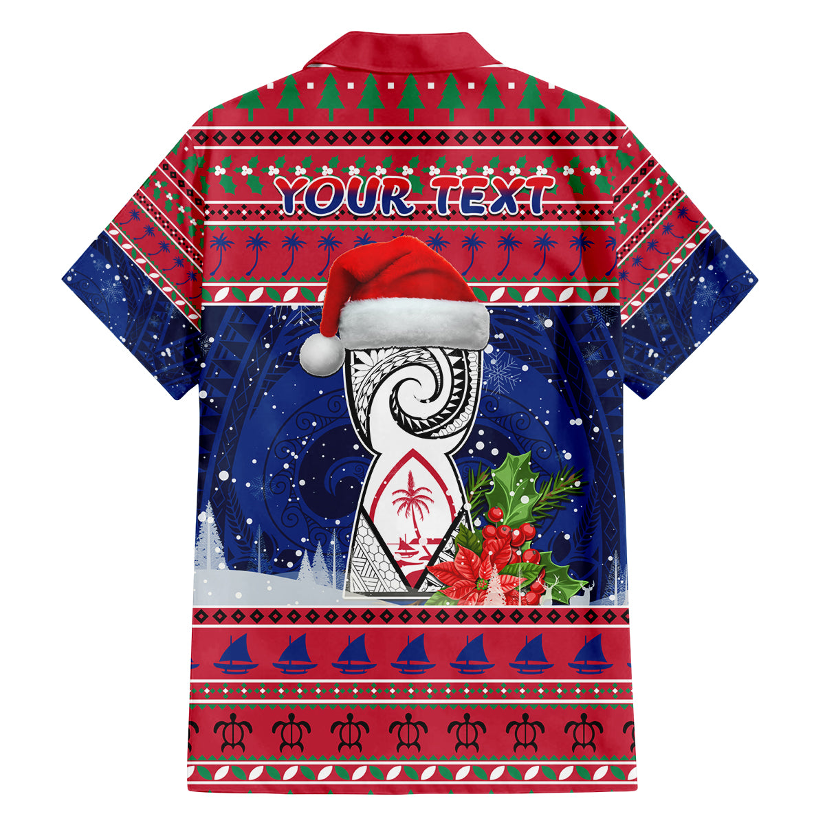 Personalized Guam Christmas Family Matching Off Shoulder Long Sleeve Dress and Hawaiian Shirt Guaman Seal Poinsettia Felis Pasgua LT05 - Polynesian Pride