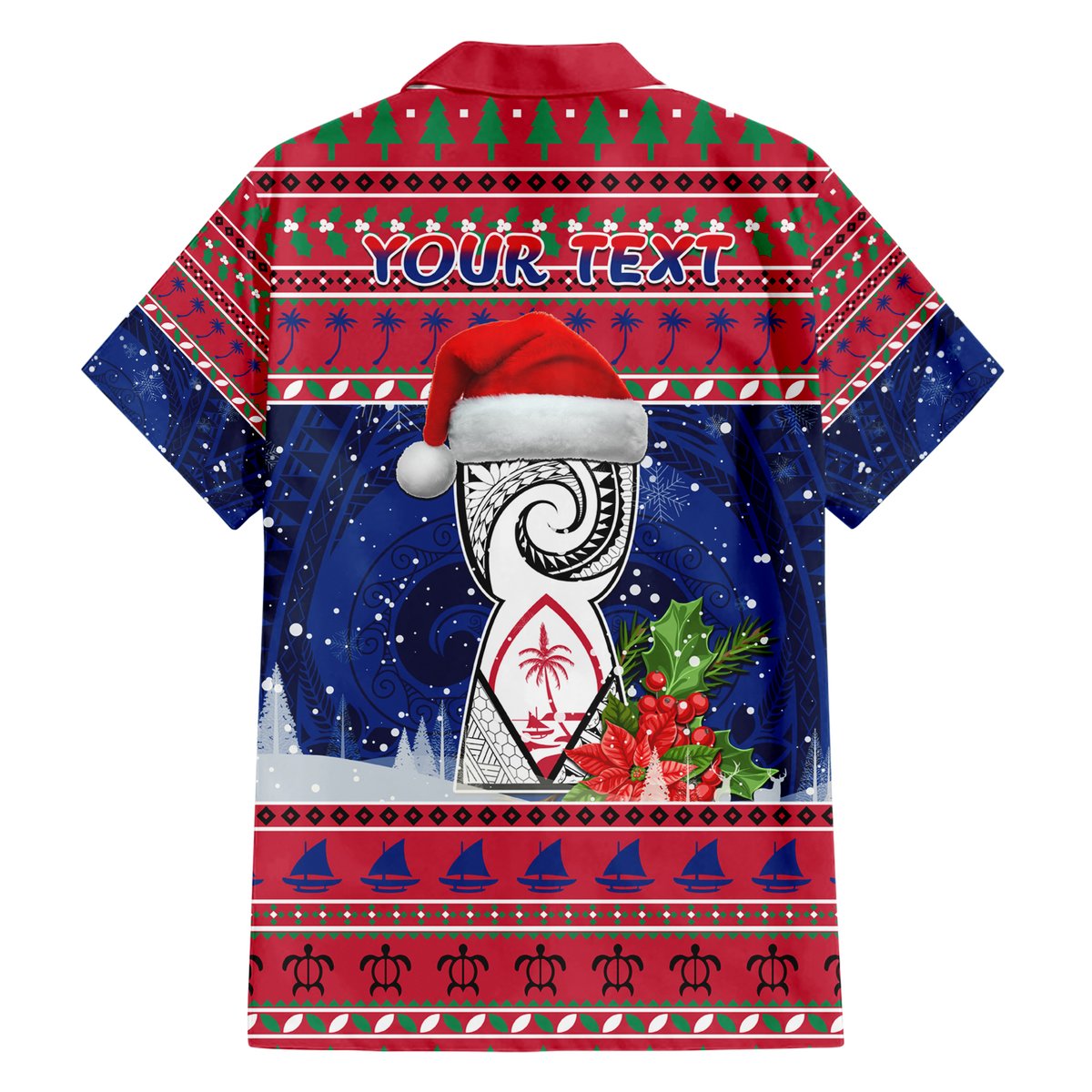Personalized Guam Christmas Hawaiian Shirt Guaman Seal Poinsettia Felis Pasgua LT05 - Polynesian Pride
