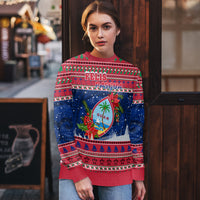 Personalised Guam Christmas Ugly Christmas Sweater Guaman Seal Poinsettia Felis Pasgua LT05 - Polynesian Pride