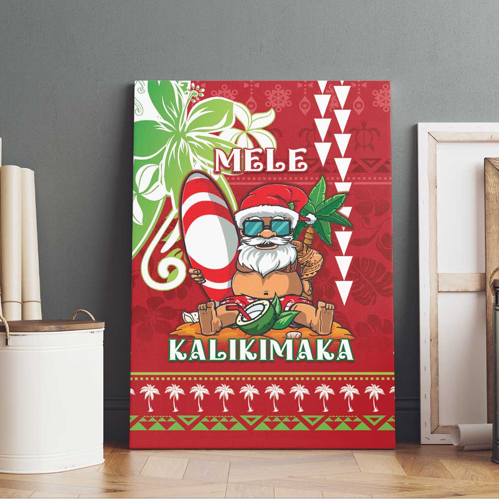 Hawaii Christmas Canvas Wall Art Funny Santa Claus Surf Mele Kalikimaka