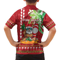 Personalised Hawaii Christmas Family Matching Off The Shoulder Long Sleeve Dress and Hawaiian Shirt Funny Santa Claus Surf Mele Kalikimaka LT05 - Polynesian Pride