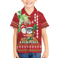 Personalised Hawaii Christmas Family Matching Off The Shoulder Long Sleeve Dress and Hawaiian Shirt Funny Santa Claus Surf Mele Kalikimaka LT05 Son's Shirt Red - Polynesian Pride