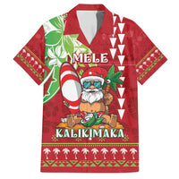 Personalised Hawaii Christmas Family Matching Off Shoulder Short Dress and Hawaiian Shirt Funny Santa Claus Surf Mele Kalikimaka LT05 Dad's Shirt - Short Sleeve Red - Polynesian Pride