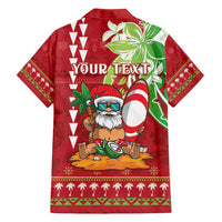 Personalised Hawaii Christmas Family Matching Off Shoulder Short Dress and Hawaiian Shirt Funny Santa Claus Surf Mele Kalikimaka LT05 - Polynesian Pride