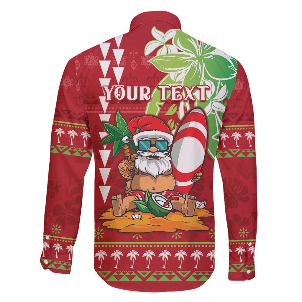 Personalised Hawaii Christmas Family Matching Off Shoulder Short Dress and Hawaiian Shirt Funny Santa Claus Surf Mele Kalikimaka LT05 - Polynesian Pride